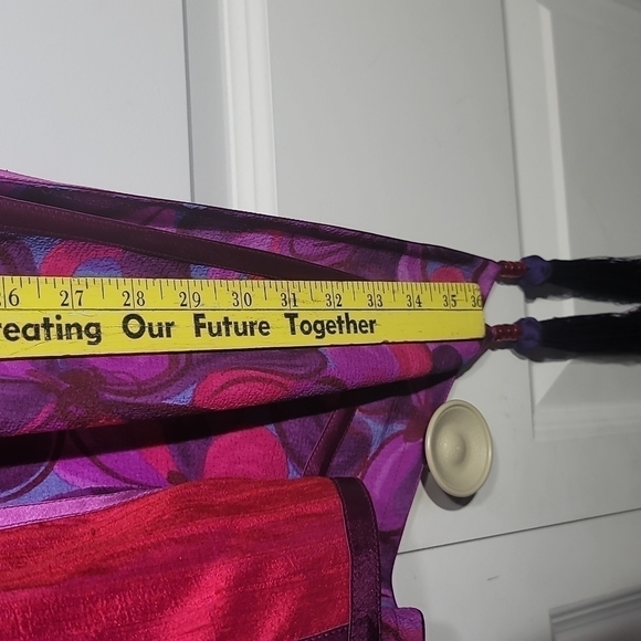 Maggie Shepherd Vintage 80's Patchwork Purple Asymmetrical Tunic Blouse - Picture 9 of 11